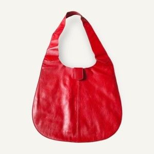 VINTAGE Genuine Leather Hot Red Hobo Shoulder Bag 15x13” Like New Boho Hippie